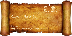 Rixer Mátyás névjegykártya